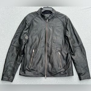 AllSaints Cora Sheepskin Leather Jacket Black Men’s Size XXL